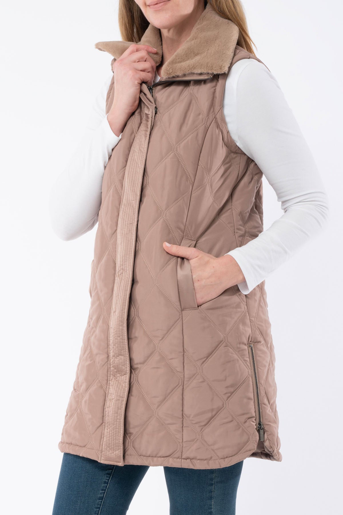 Women's Fur Trim Long Vest