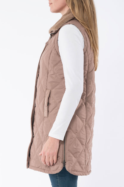 Women's Fur Trim Long Vest