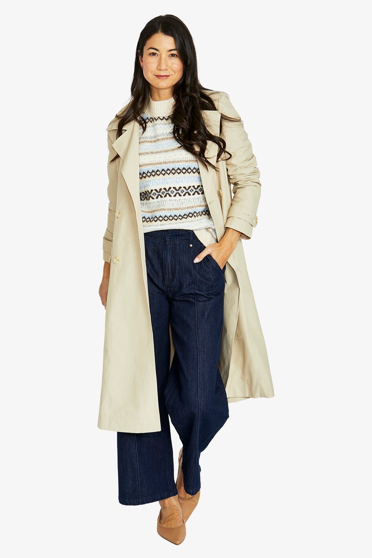 Womens Gather Back Trench Beige 606j4045a