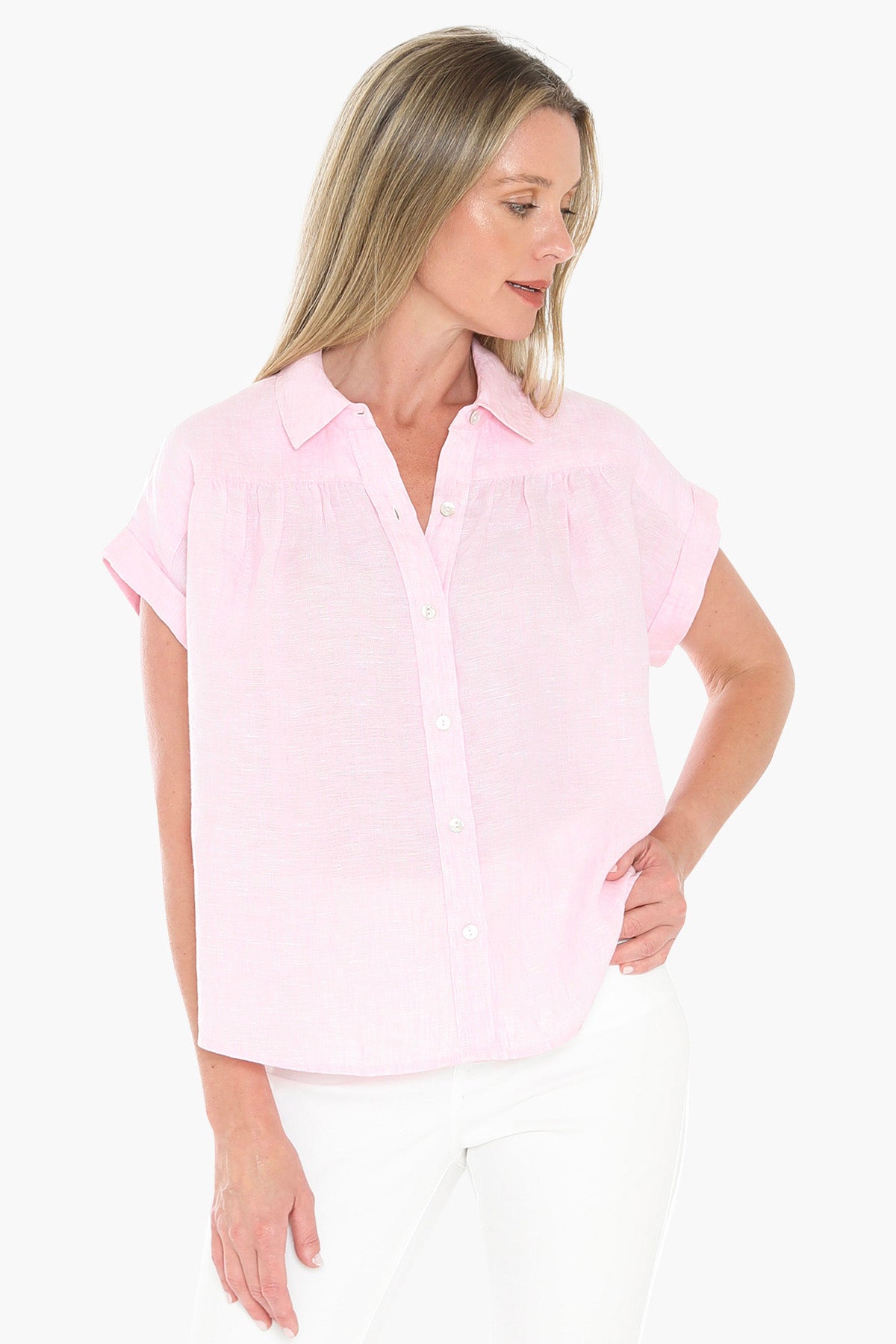 Womens Gather Ss Shirt Pink 596j3063a
