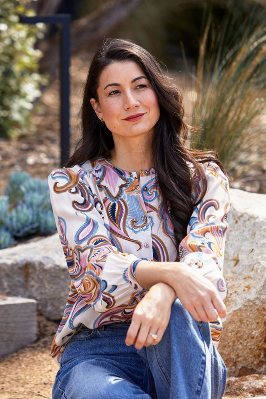 Womens Gypsy Paisley Top Multicolor 606j3063a