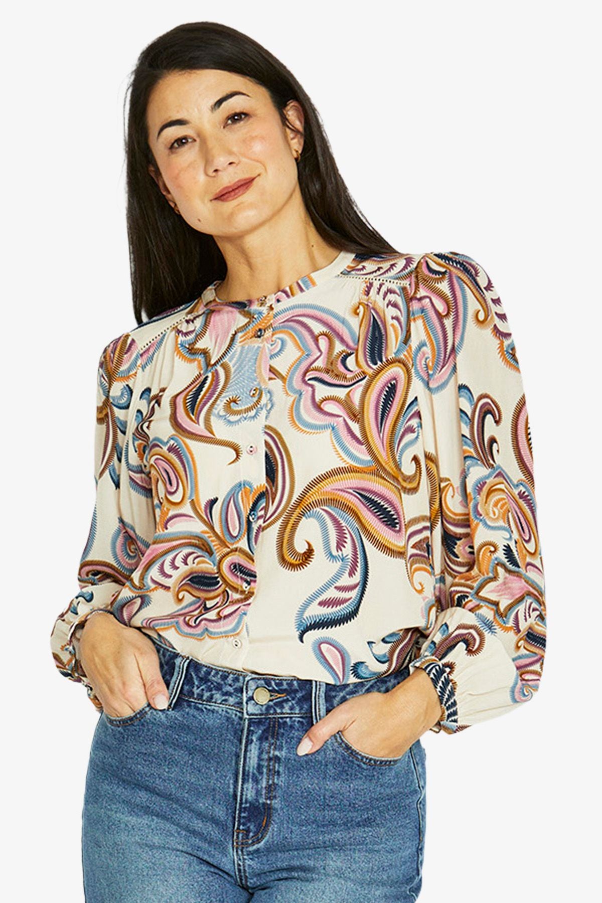 Womens Gypsy Paisley Top Multicolor 606j3063a