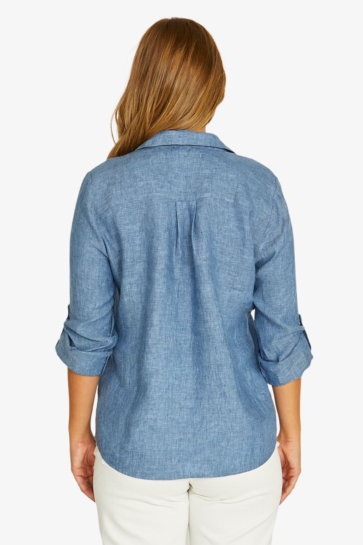 Womens Half Placket Shirt Blue 616j3091a