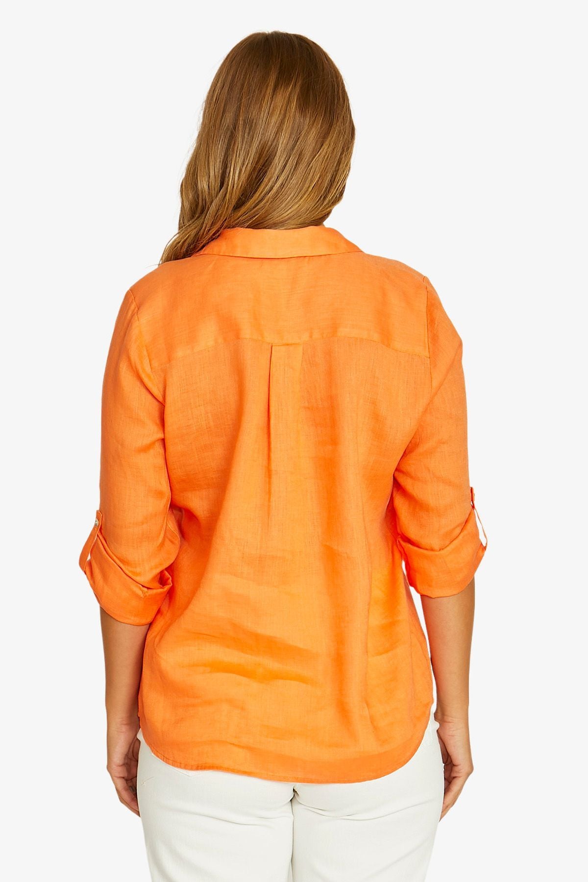 Womens Half Placket Shirt Orange 616j3091a