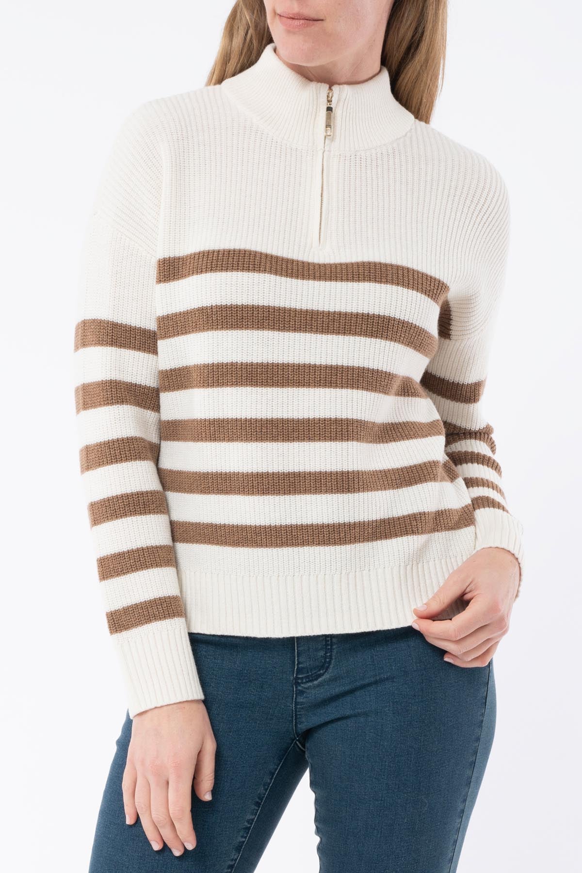 Women's Half Zip Stripe Pullover