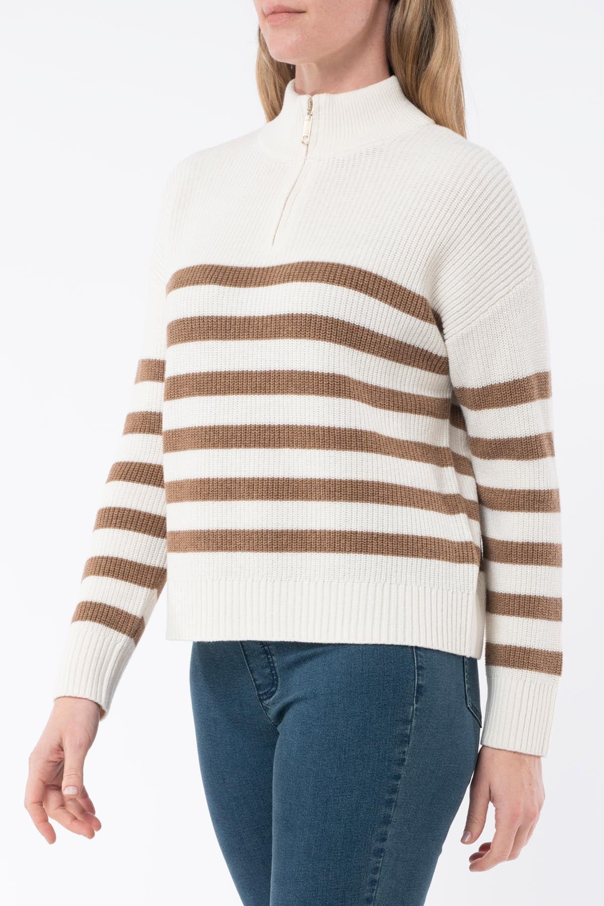 Women's Half Zip Stripe Pullover