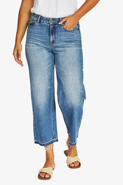 Womens Hem Detail Jean Blue 616j7045a