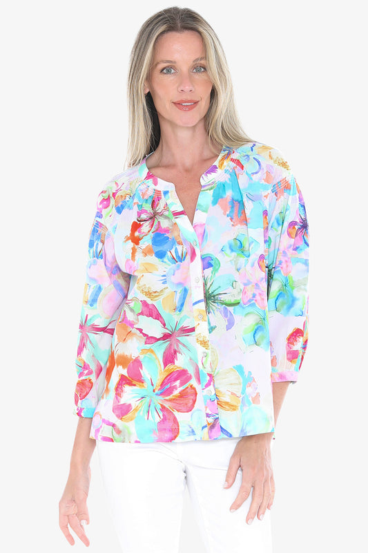 Womens Hibiscus Haze Shirt Multicolor 596j3040a