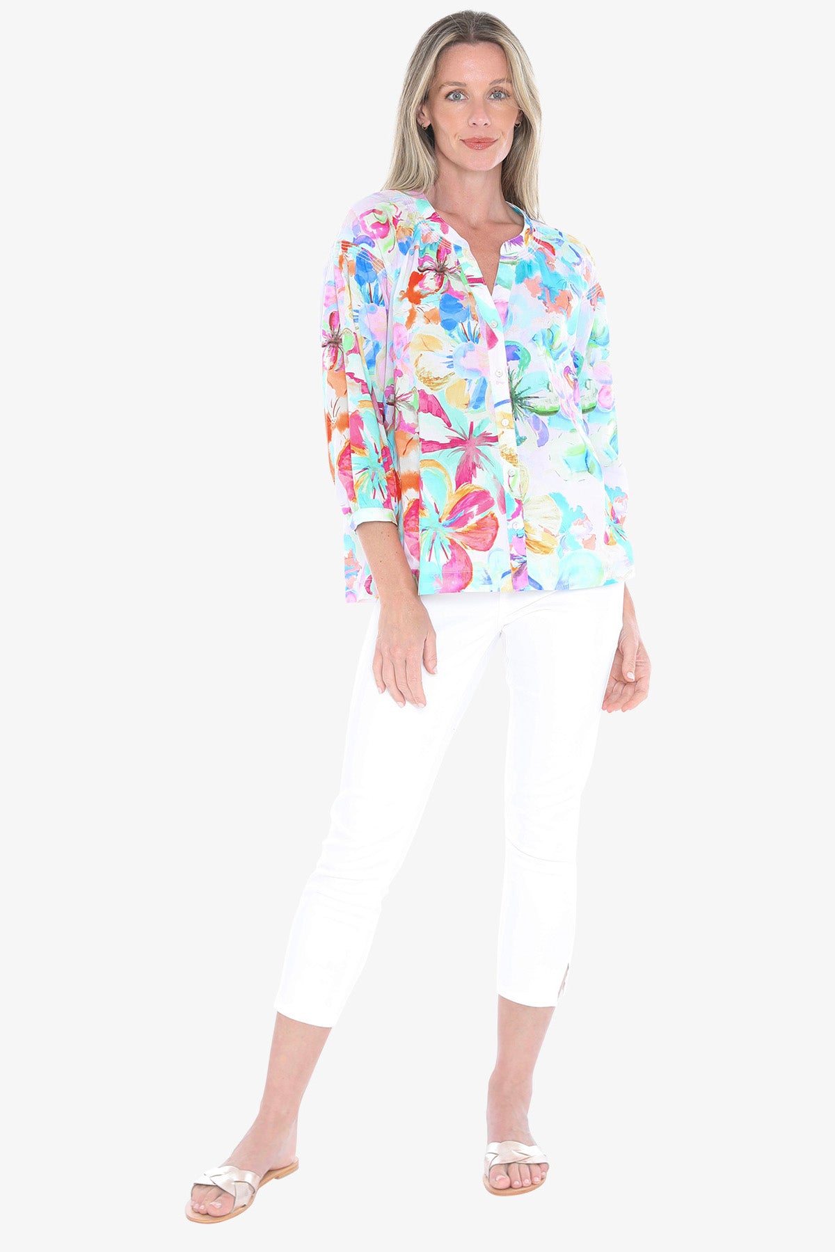 Womens Hibiscus Haze Shirt Multicolor 596j3040a