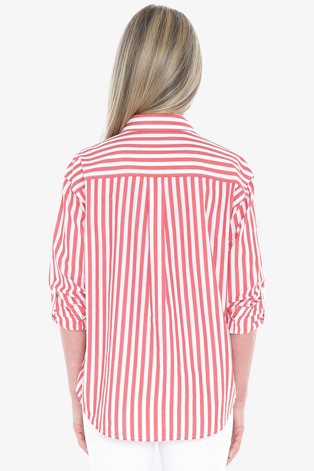 Womens Holiday Stripe Shirt Red 596j3108a