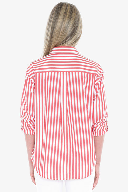 Womens Holiday Stripe Shirt Red 596j3108a