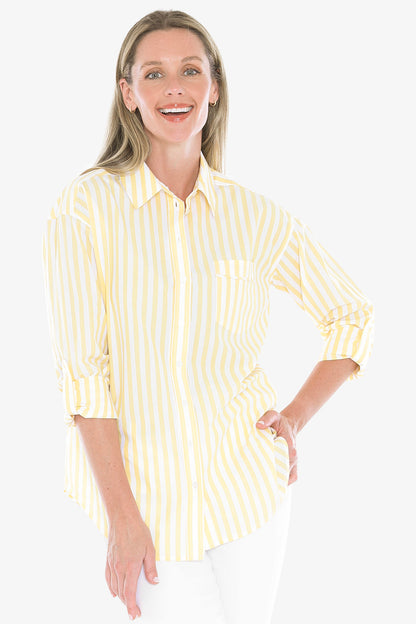 Womens Holiday Stripe Shirt Yellow 596j3108a