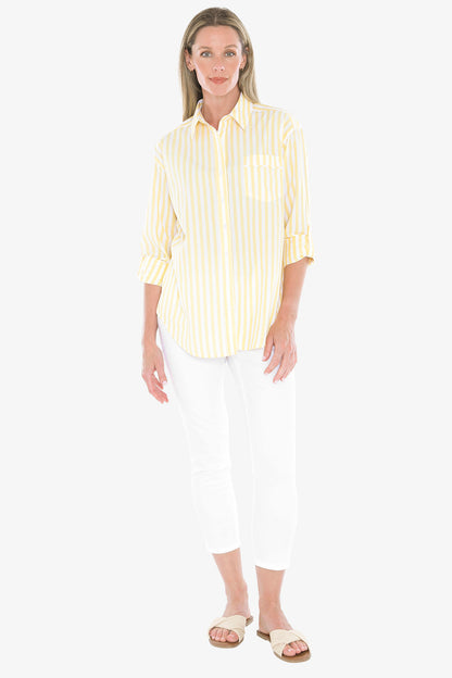 Womens Holiday Stripe Shirt Yellow 596j3108a