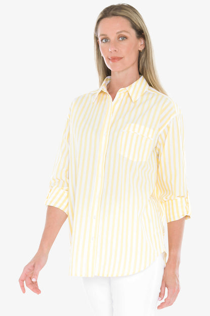 Womens Holiday Stripe Shirt Yellow 596j3108a