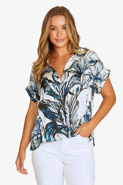 Womens Inky Abstract Top Multicolor 616j3176a