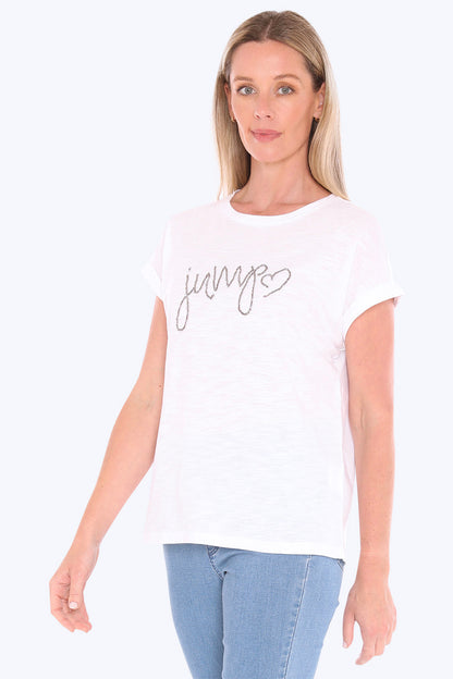 Womens Jump Beaded Tee White 59612017a