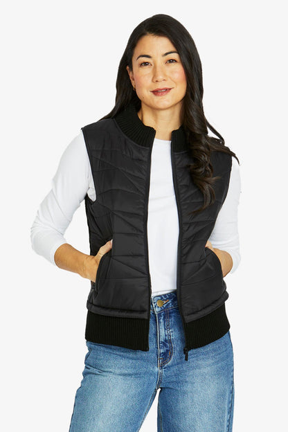 Womens Knit Back Vest Black 606j4042a