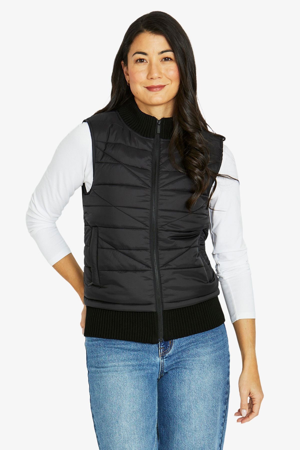 Womens Knit Back Vest Black 606j4042a