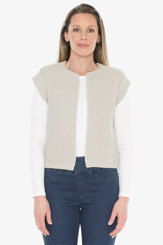 Knit Gilet in Stone Marle