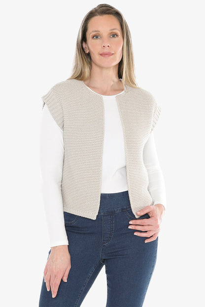 Knit Gilet in Stone Marle