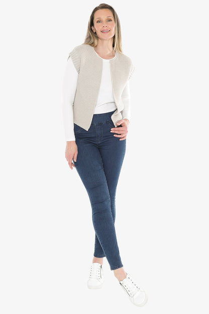 Knit Gilet in Stone Marle