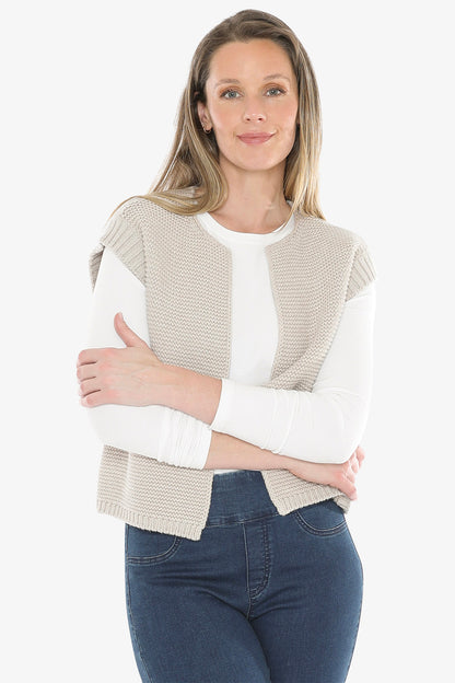 Knit Gilet in Stone Marle