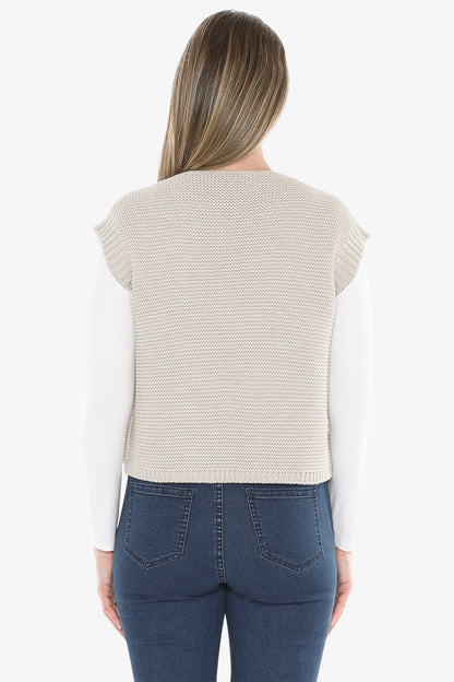 Knit Gilet in Stone Marle