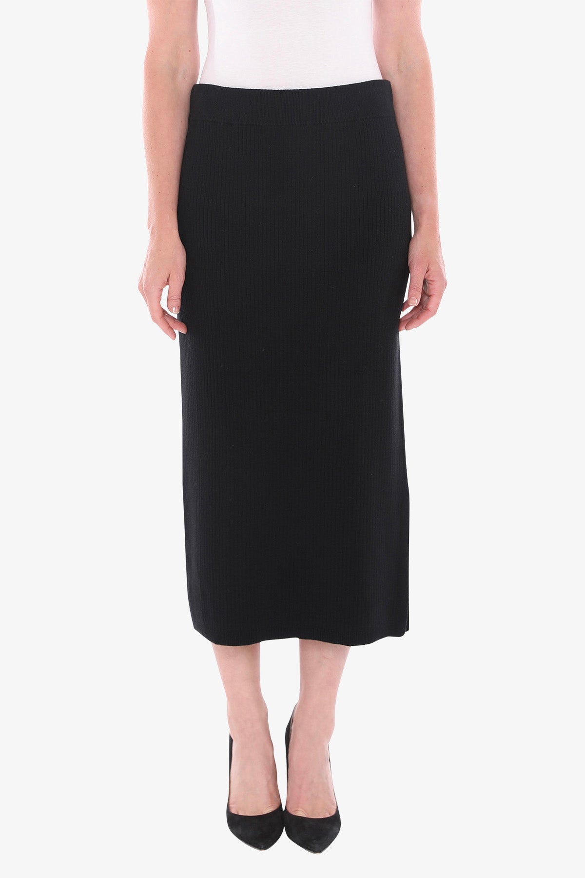 Knit Rib Skirt in Black