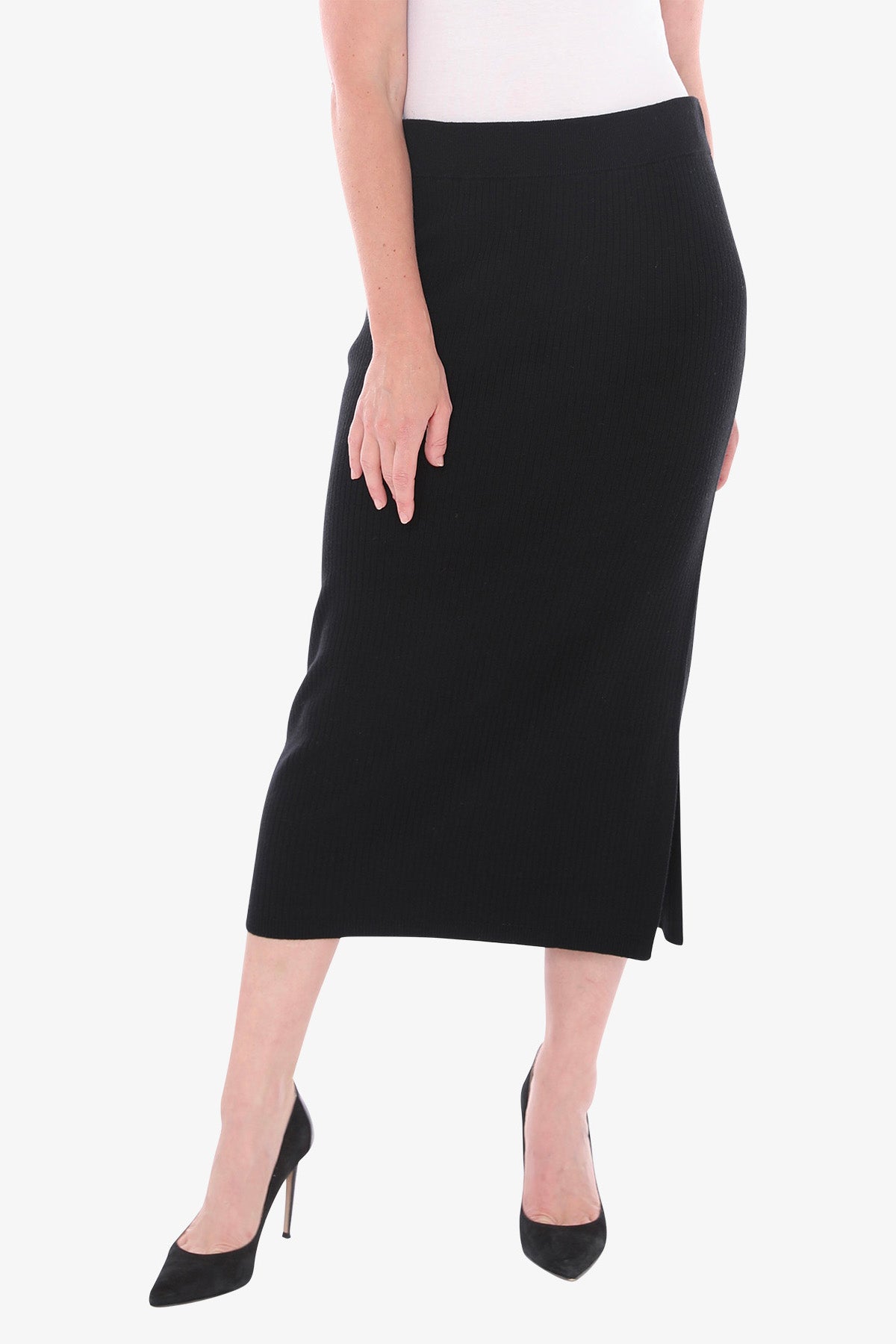 Knit Rib Skirt in Black