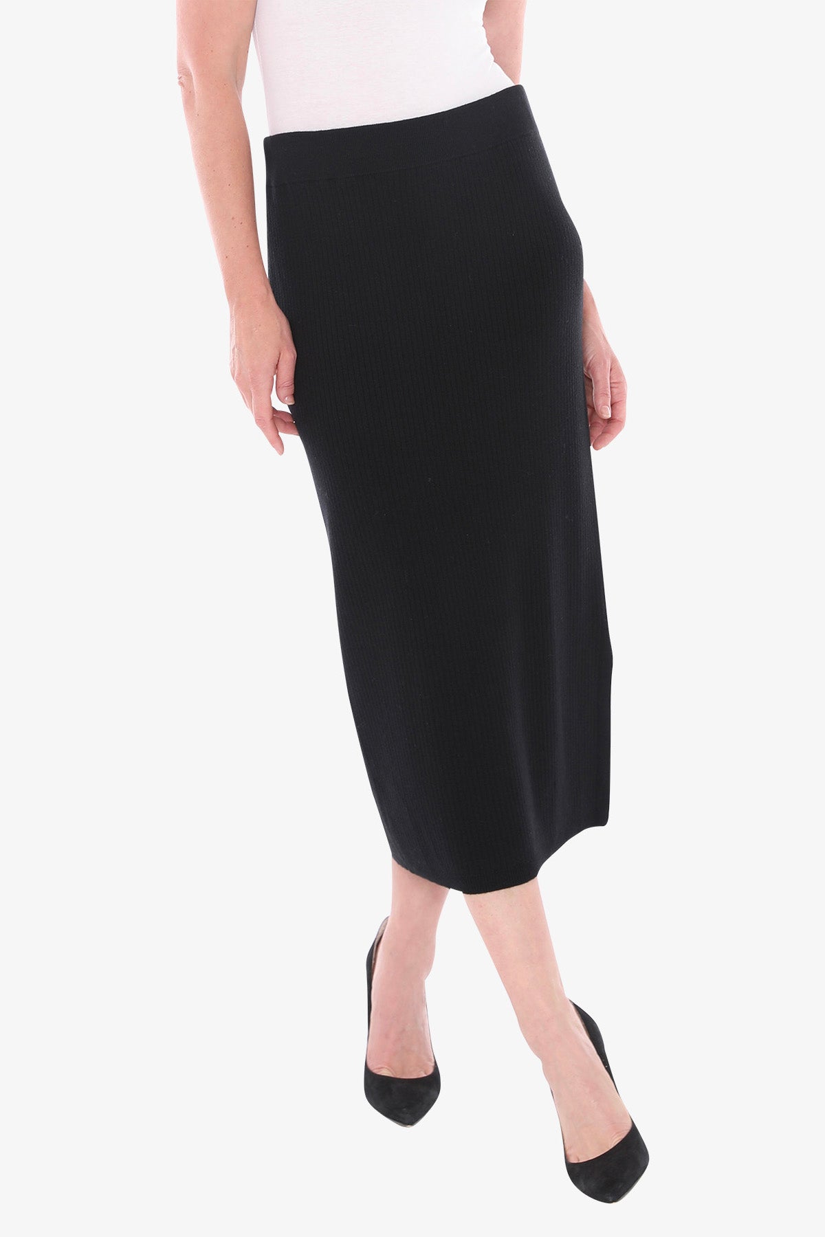 Knit Rib Skirt in Black