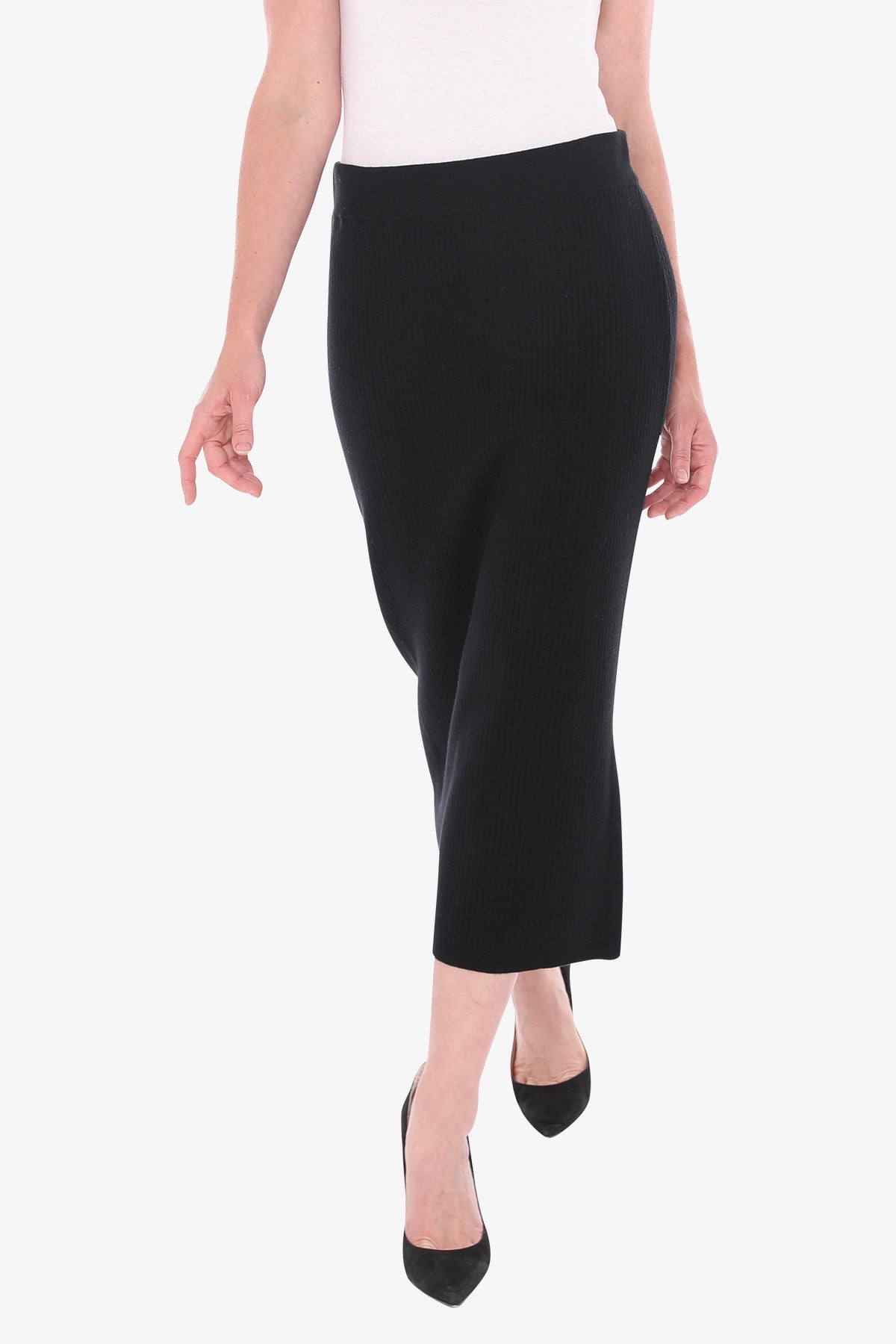 Knit Rib Skirt in Black
