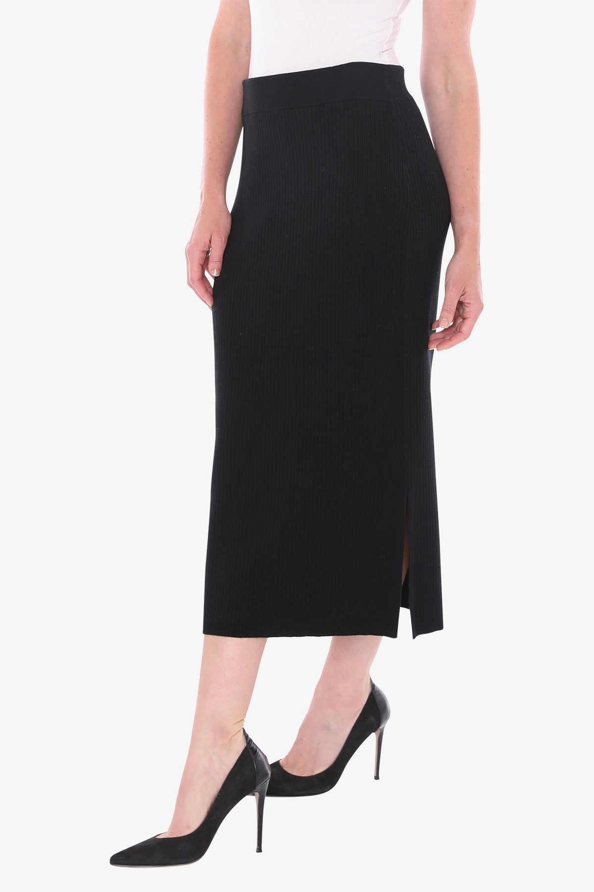 Knit Rib Skirt in Black
