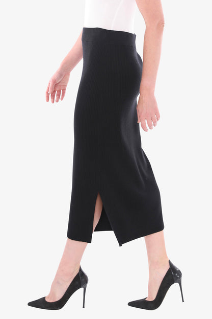 Knit Rib Skirt in Black
