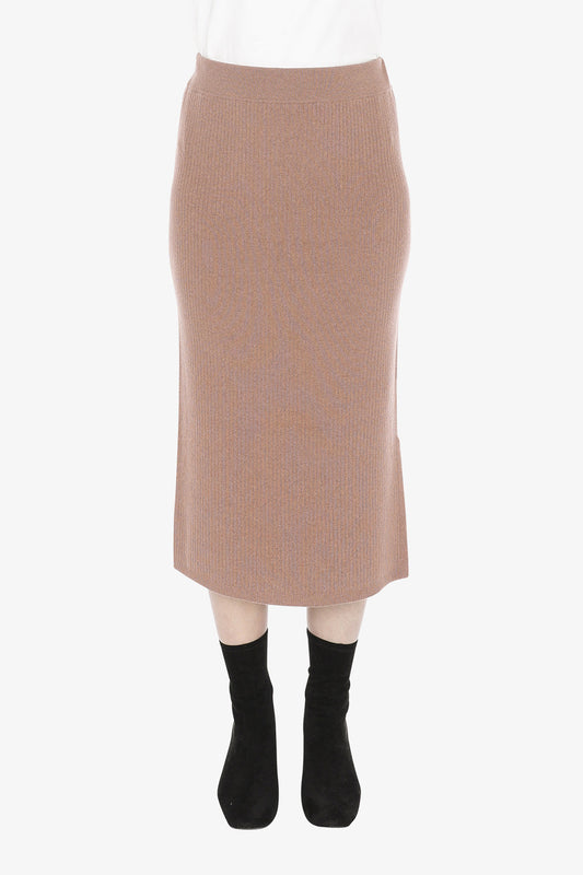 Knit Rib Skirt in Clay