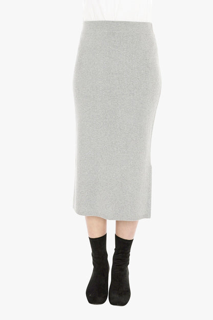 Knit Rib Skirt in Grey Marle