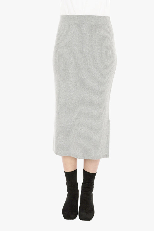 Knit Rib Skirt in Grey Marle