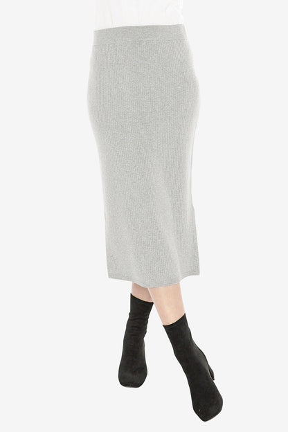 Knit Rib Skirt in Grey Marle