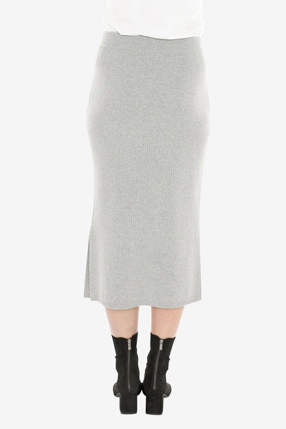 Knit Rib Skirt in Grey Marle