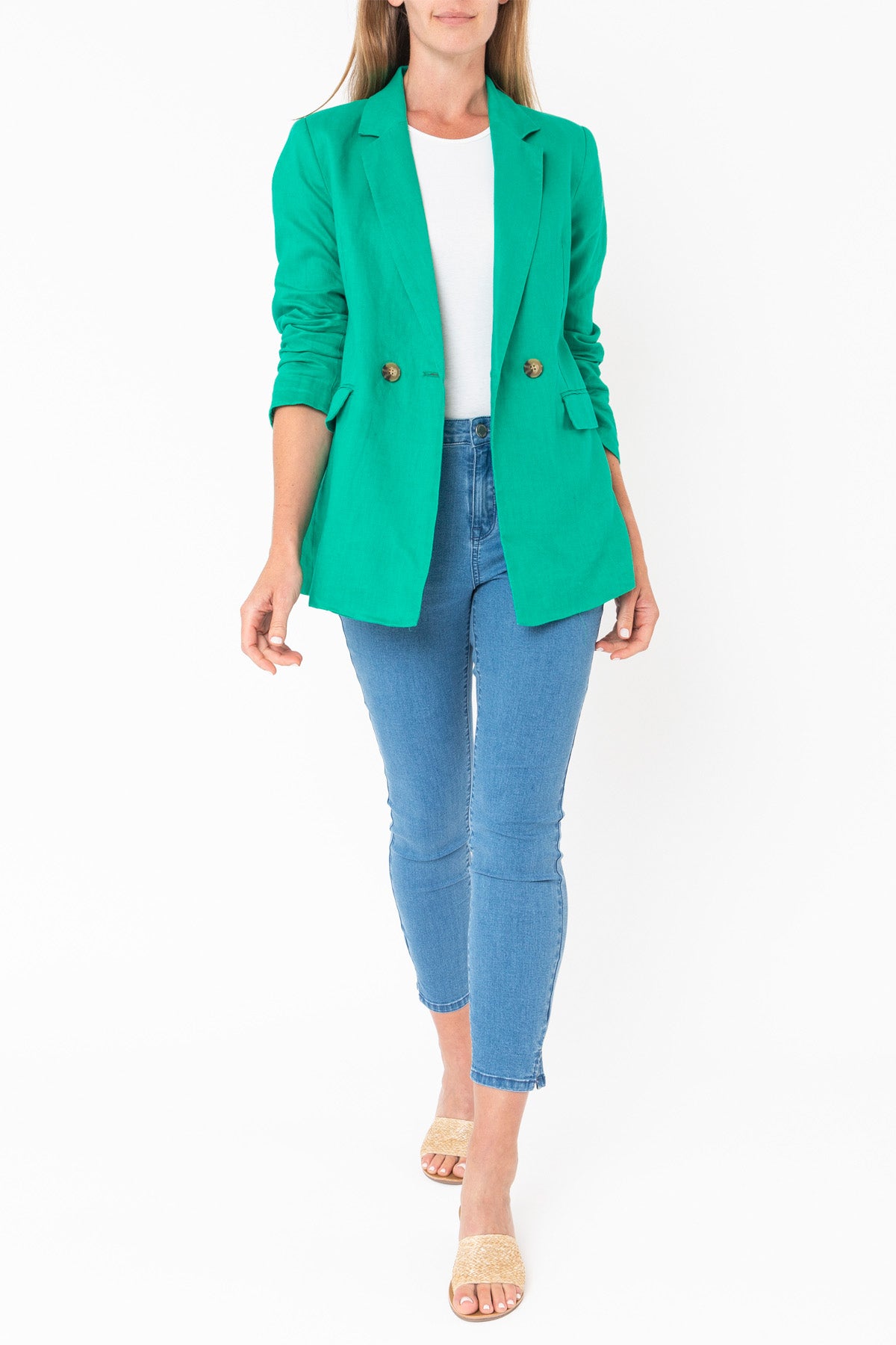 Women's Linen Blazer in Green