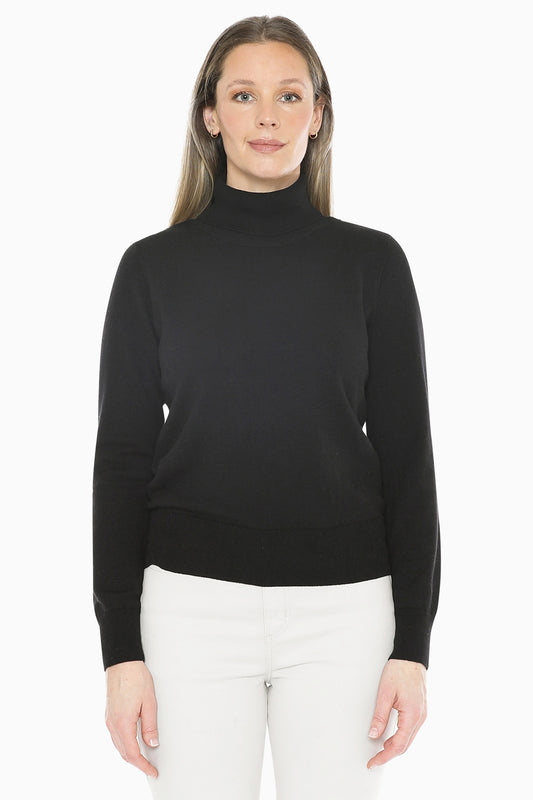 Long Sleeve Roll Neck Pullover in Black