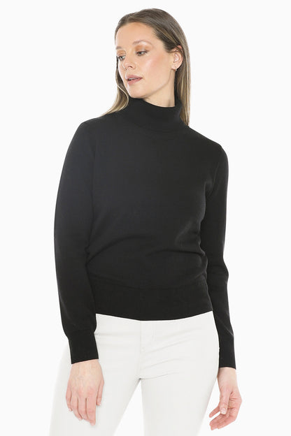 Long Sleeve Roll Neck Pullover in Black