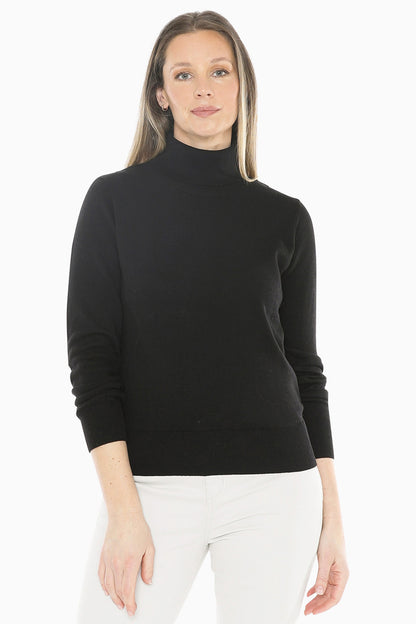 Long Sleeve Roll Neck Pullover in Black