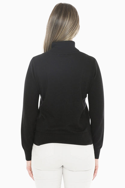 Long Sleeve Roll Neck Pullover in Black
