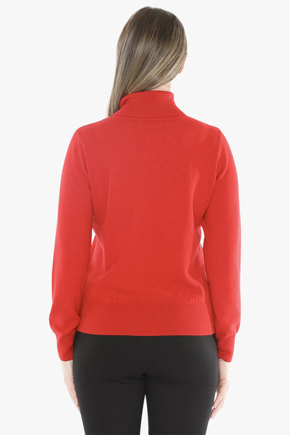 Long Sleeve Roll Neck Pullover in Poppy