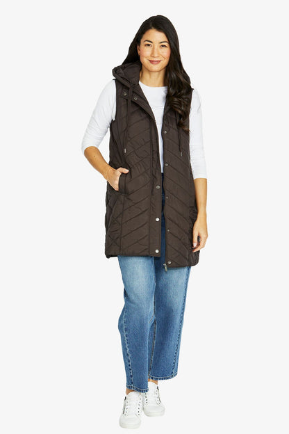 Womens Longline Vest Brown 606j4040a