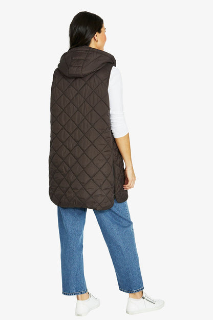 Womens Longline Vest Brown 606j4040a