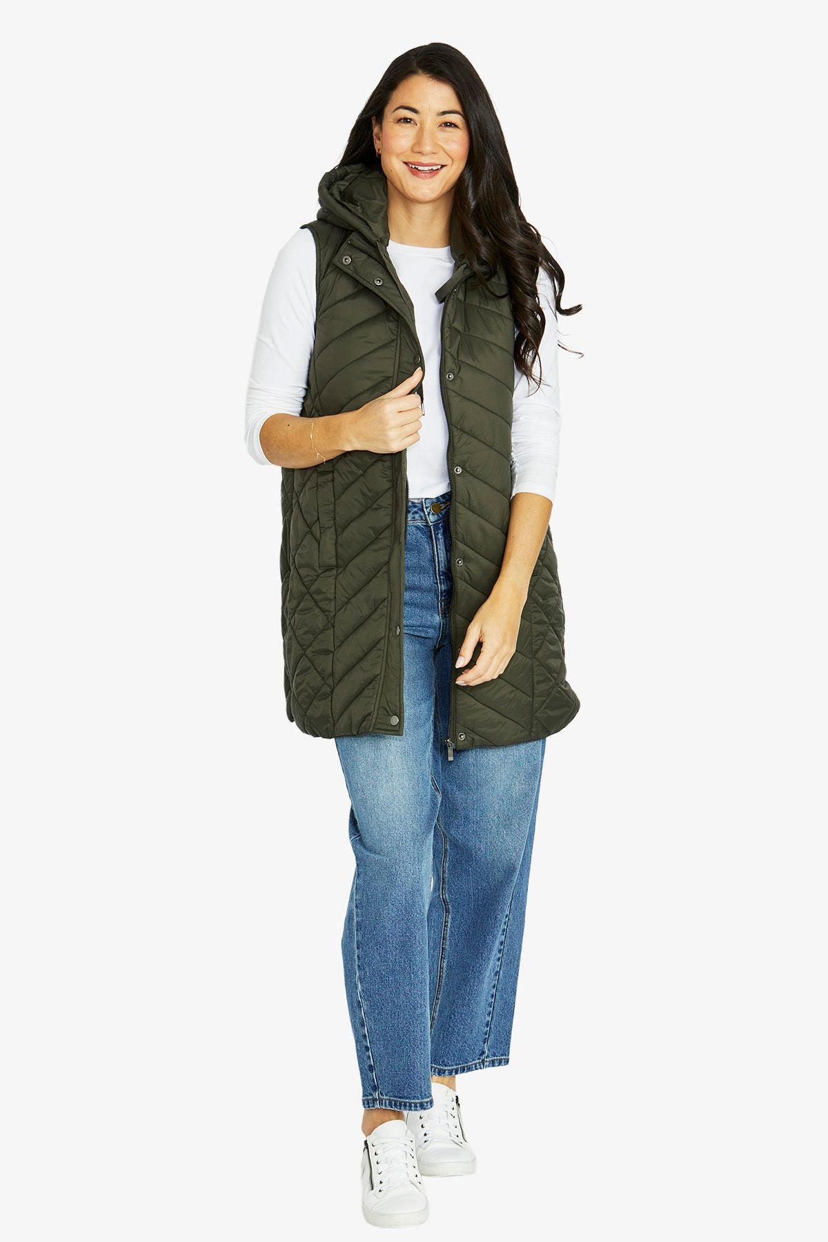 Womens Longline Vest Green 606j4040a