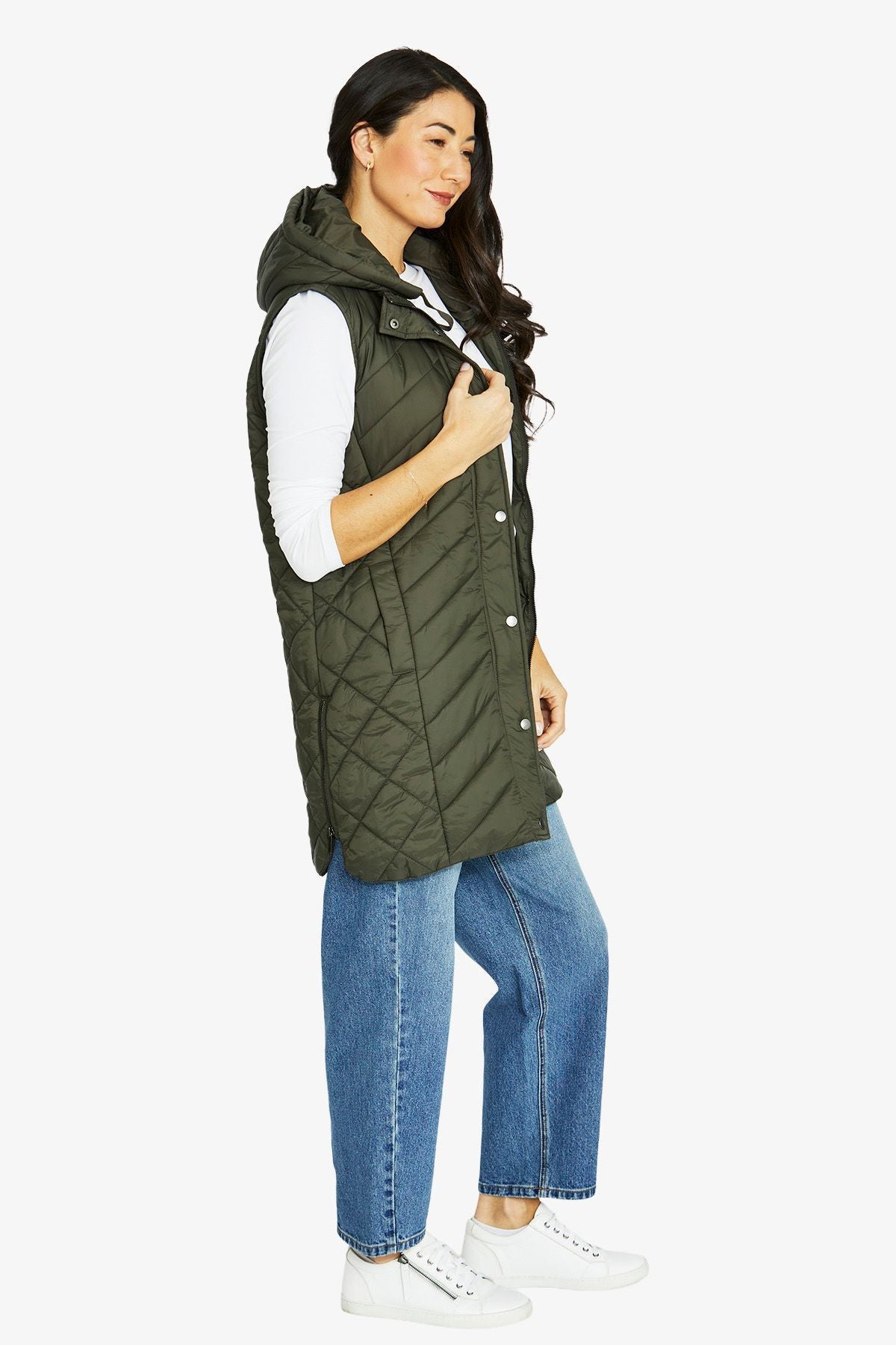 Womens Longline Vest Green 606j4040a