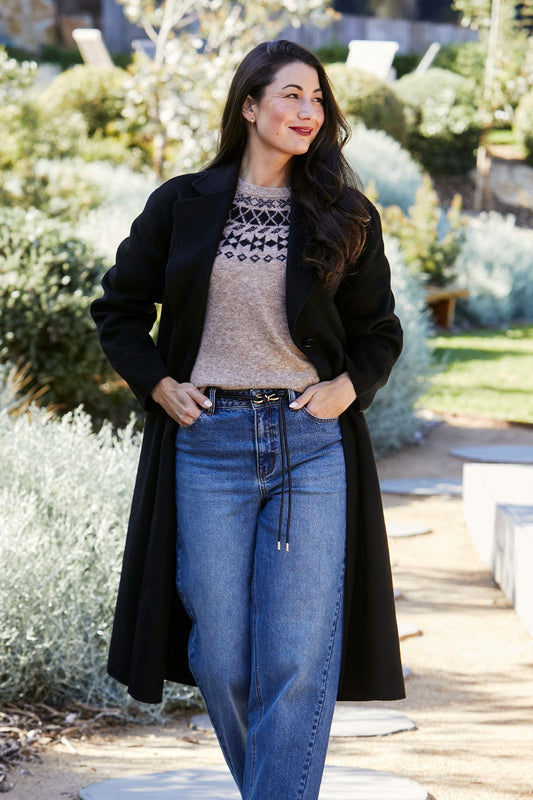 Womens Longline Wrap Coat Black 606j4054a