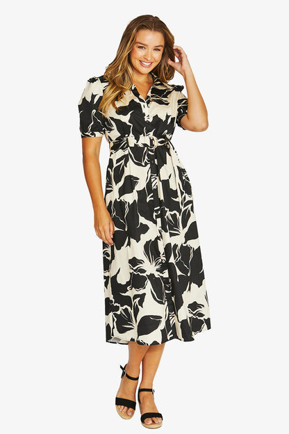 Womens Lush Mono Belted Dress Multicolor 616j5056a